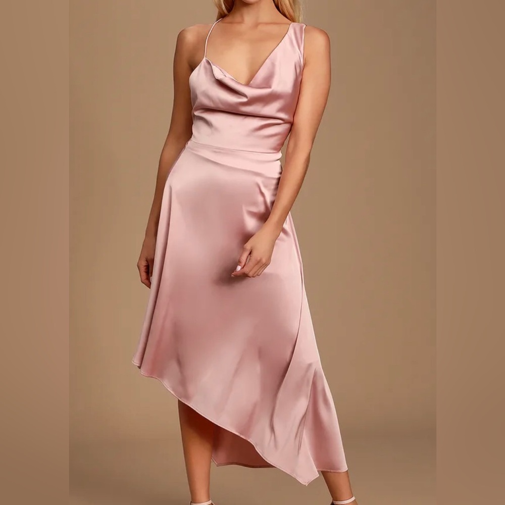 Mauve blush pink satin dress